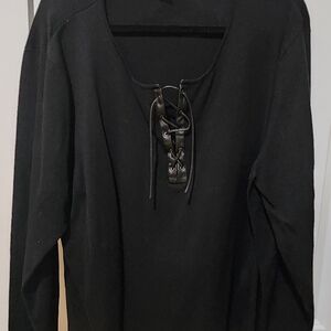 Josephine Chaus Pullover with lace-up faux leather front closure